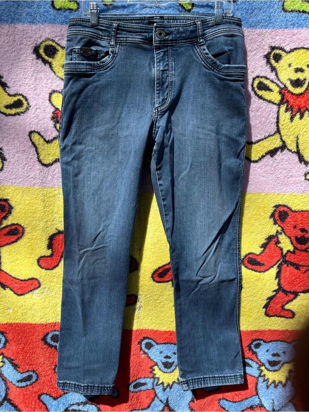 KÜHL Men's Indigo Denim Jeans 36x30 Slim Fit Vintage Wash, Made in Pakistan